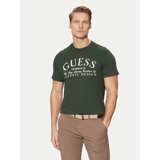 Guess T-Shirt M5RI43 K9RM1 Zielony Regular Fit ze sklepu MODIVO w kategorii T-shirty męskie - zdjęcie 182693856