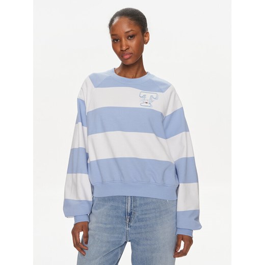 Tommy Jeans Bluza Letterman DW0DW17789 Niebieski Relaxed Fit ze sklepu MODIVO w kategorii Bluzy damskie - zdjęcie 182693929