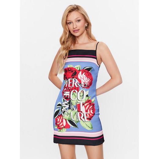 Versace Jeans Couture Sukienka letnia 74HAO936 Niebieski Regular Fit ze sklepu MODIVO w kategorii Sukienki - zdjęcie 182693996