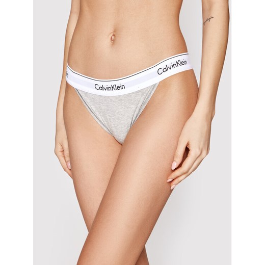 Calvin Klein Underwear Figi klasyczne Tanga 000QF4977A Szary ze sklepu MODIVO w kategorii Majtki damskie - zdjęcie 182694006
