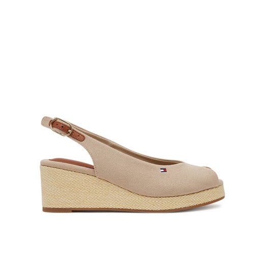 Tommy Hilfiger Sandały Flag Mid Wedge Espad Slingback FW0FW08595 Beżowy ze sklepu MODIVO w kategorii Espadryle damskie - zdjęcie 182694027