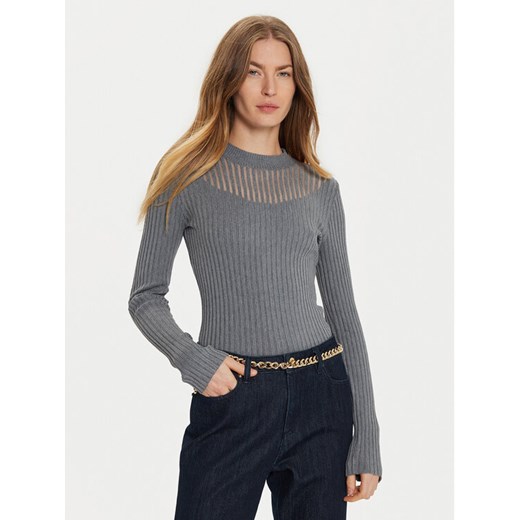 Morgan Sweter 232-MANDRIN Szary Slim Fit ze sklepu MODIVO w kategorii Swetry damskie - zdjęcie 182694356