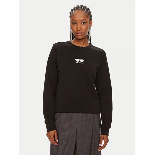 KARL LAGERFELD Bluza 245W1813 Czarny Regular Fit ze sklepu MODIVO w kategorii Bluzy damskie - zdjęcie 182694698