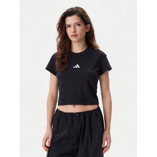 adidas T-Shirt Future Icons Small Logo Baby JE4000 Czarny Slim Fit ze sklepu MODIVO w kategorii Bluzki damskie - zdjęcie 182694975