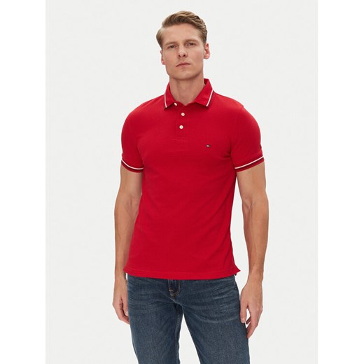 Tommy Hilfiger Polo Seasonal MW0MW39993 Czerwony Slim Fit ze sklepu MODIVO w kategorii T-shirty męskie - zdjęcie 182694999