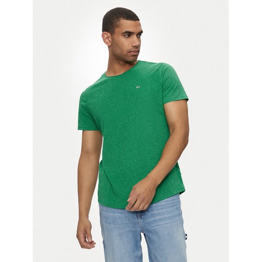 Tommy Jeans T-Shirt Jaspe DM0DM09586 Zielony Slim Fit ze sklepu MODIVO w kategorii T-shirty męskie - zdjęcie 182695037