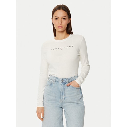 Tommy Jeans Bluzka DW0DW19434 Écru Slim Fit ze sklepu MODIVO w kategorii Bluzki damskie - zdjęcie 182695339