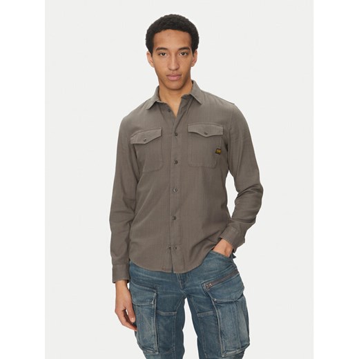 G-Star Raw Koszula Marine D24963-D454 C496 Szary Slim Fit ze sklepu MODIVO w kategorii Koszule męskie - zdjęcie 182695469