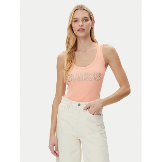 Guess Top W5GP29 KA0H1 Beżowy Regular Fit ze sklepu MODIVO w kategorii Bluzki damskie - zdjęcie 182695627