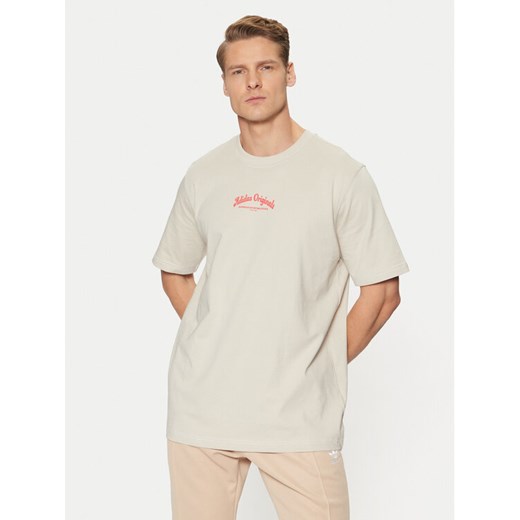 adidas T-Shirt JD0667 Beżowy Loose Fit ze sklepu MODIVO w kategorii T-shirty męskie - zdjęcie 182695699