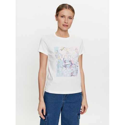 Vans T-Shirt Wild Bouquet Box Crew Ss VN000JGA Biały Regular Fit ze sklepu MODIVO w kategorii Bluzki damskie - zdjęcie 182695859