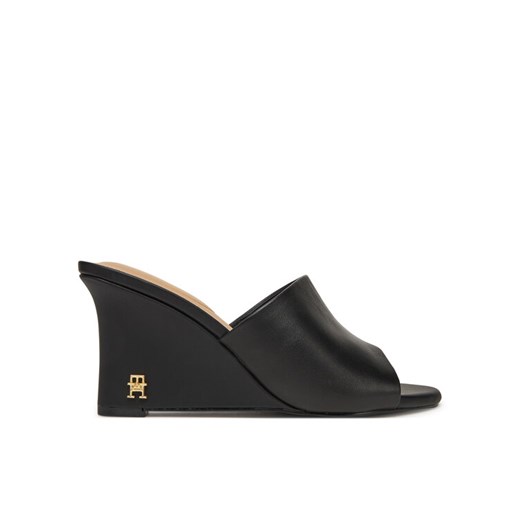 Tommy Hilfiger Klapki Leather Wedge Mule FW0FW08418 Czarny Tommy Hilfiger 40 MODIVO