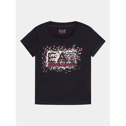 EA7 Emporio Armani T-Shirt 6RFT14 FJ2HZ 1200 Czarny Regular Fit ze sklepu MODIVO w kategorii Bluzki dziewczęce - zdjęcie 182696548