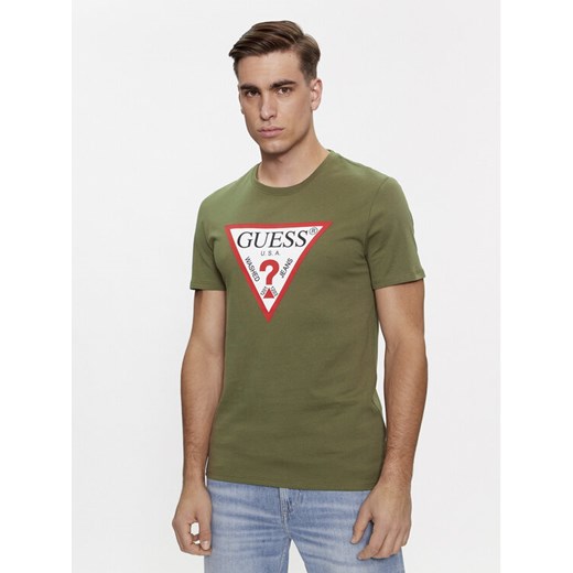 Guess T-Shirt Logo M2YI71 I3Z14 Zielony Slim Fit ze sklepu MODIVO w kategorii T-shirty męskie - zdjęcie 182696686