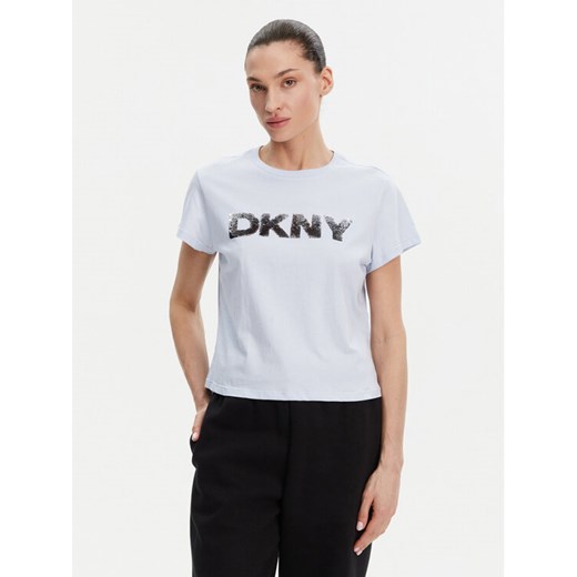 DKNY T-Shirt DP4T1035 Błękitny Regular Fit ze sklepu MODIVO w kategorii Bluzki damskie - zdjęcie 182696758