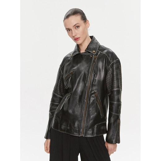 MAX&Co. Kurtka skórzana Ugolina Czarny Regular Fit ze sklepu MODIVO w kategorii Kurtki damskie - zdjęcie 182696868