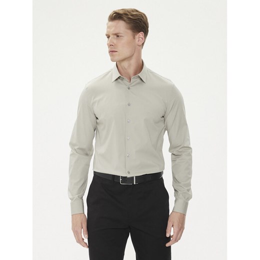 Calvin Klein Koszula K10K108229 Szary Slim Fit ze sklepu MODIVO w kategorii Koszule męskie - zdjęcie 182696925