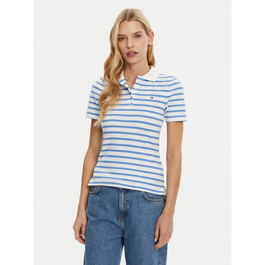 Tommy Hilfiger Polo 1985 WW0WW43225 Błękitny Slim Fit ze sklepu MODIVO w kategorii Bluzki damskie - zdjęcie 182696998