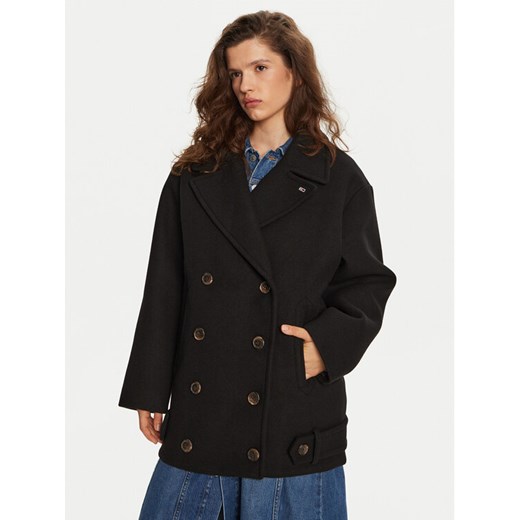 Tommy Jeans Płaszcz przejściowy DW0DW19752 Czarny Regular Fit ze sklepu MODIVO w kategorii Płaszcze damskie - zdjęcie 182697408
