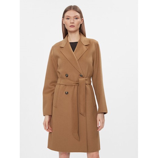 Weekend Max Mara Płaszcz wełniany Flirt 2415011011 Brązowy Regular Fit ze sklepu MODIVO w kategorii Płaszcze damskie - zdjęcie 182697526