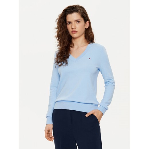 Tommy Hilfiger Sweter WW0WW40098 Błękitny Regular Fit ze sklepu MODIVO w kategorii Swetry damskie - zdjęcie 182697927