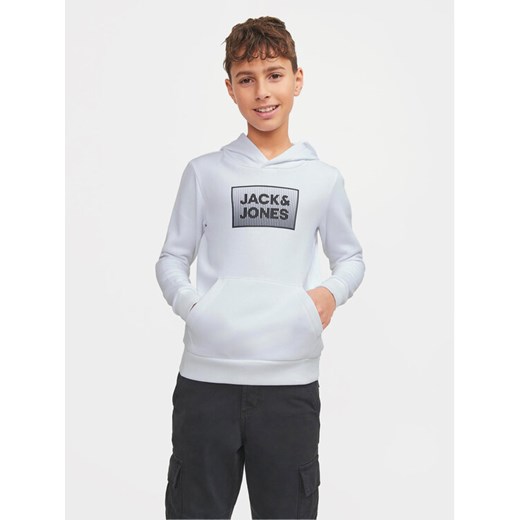 Jack&Jones Junior Bluza Steel 12249653 Biały Regular Fit ze sklepu MODIVO w kategorii Bluzy chłopięce - zdjęcie 182697957