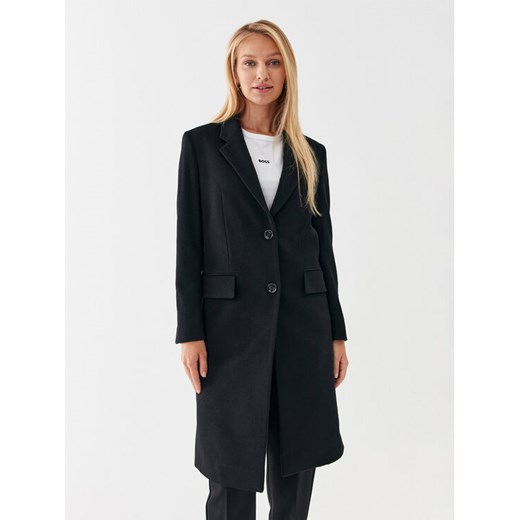 Boss Płaszcz wełniany Catara 50501019 Czarny Slim Fit ze sklepu MODIVO w kategorii Płaszcze damskie - zdjęcie 182697958