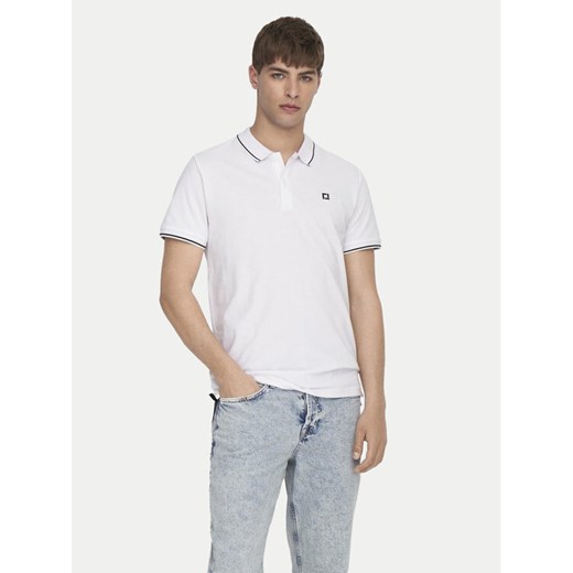 Only & Sons Polo Fletcher 22024827 Biały Regular Fit ze sklepu MODIVO w kategorii T-shirty męskie - zdjęcie 182698038