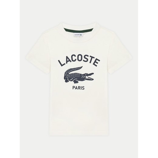 Lacoste T-Shirt TJ3003 Écru Regular Fit ze sklepu MODIVO w kategorii T-shirty chłopięce - zdjęcie 182698188