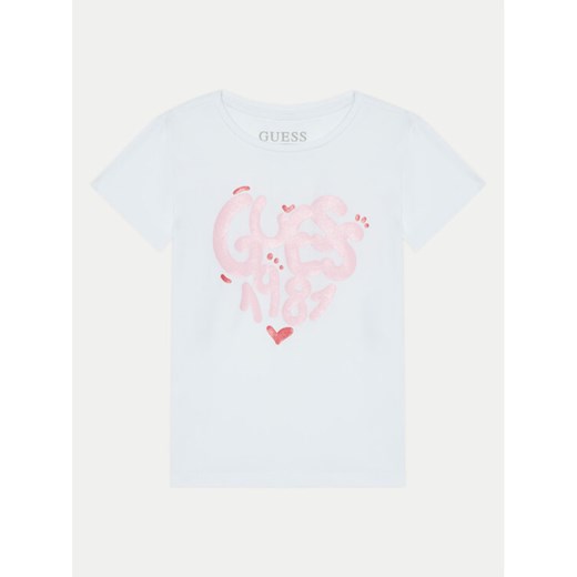 Guess T-Shirt K5RI02 K6YW4 Biały Regular Fit ze sklepu MODIVO w kategorii Bluzki dziewczęce - zdjęcie 182698238