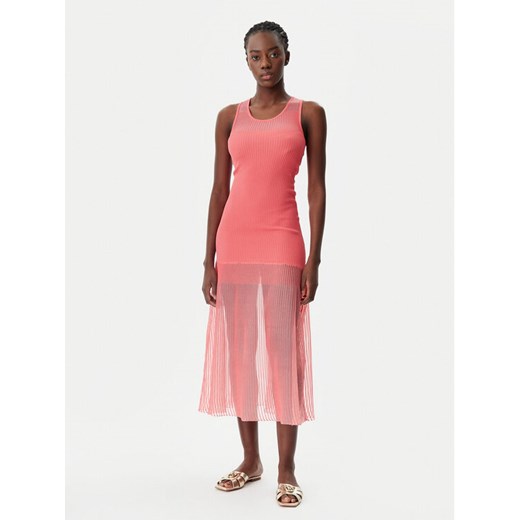 PINKO Sukienka dzianinowa 104802 A2GJ Koralowy Regular Fit ze sklepu MODIVO w kategorii Sukienki - zdjęcie 182698455