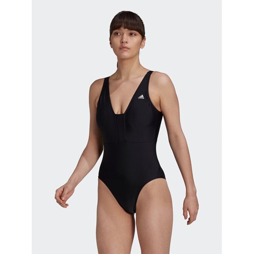 adidas Strój kąpielowy Iconisea 3-Stripes Swimsuit HI1082 Czarny Fitted Fit 36 MODIVO