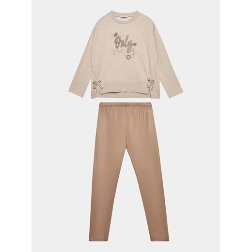 Mayoral Komplet bluzka i legginsy 7.747 Beżowy Regular Fit ze sklepu MODIVO w kategorii Komplety dziewczęce - zdjęcie 182698886