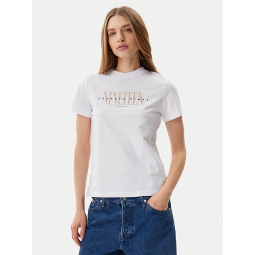 Calvin Klein Jeans T-Shirt 19 Graphic J20J225259 Biały Regular Fit ze sklepu MODIVO w kategorii Bluzki damskie - zdjęcie 182699357
