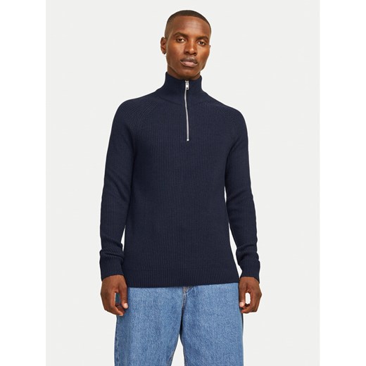 Jack&Jones Sweter Pannel 12258473 Granatowy Regular Fit ze sklepu MODIVO w kategorii Swetry męskie - zdjęcie 182699465
