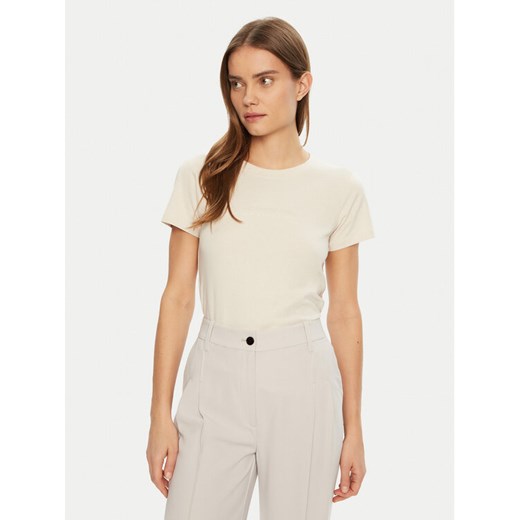 Calvin Klein Jeans T-Shirt Institutional Graphic J20J224990 Beżowy Slim Fit ze sklepu MODIVO w kategorii Bluzki damskie - zdjęcie 182699699