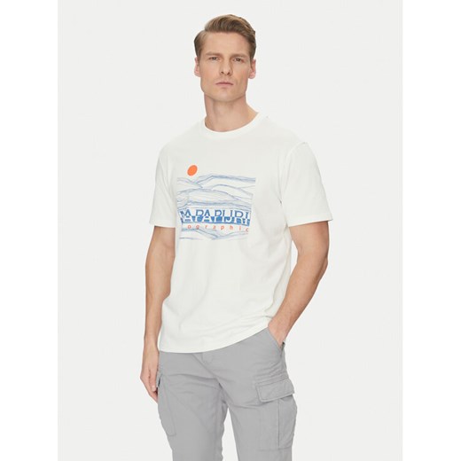 Napapijri T-Shirt S-Buti NP0A4INM Biały Regular Fit ze sklepu MODIVO w kategorii T-shirty męskie - zdjęcie 182699708