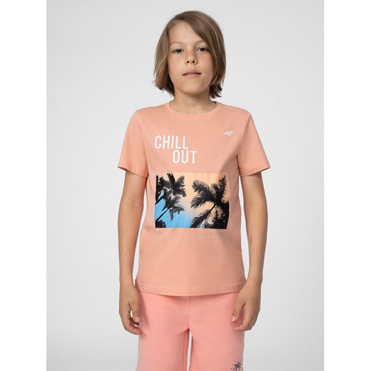 4F T-Shirt 4FJSS23TTSHM288 Różowy Regular Fit ze sklepu MODIVO w kategorii Bluzki dziewczęce - zdjęcie 182699846