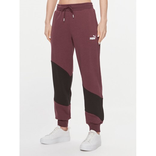 Puma Spodnie dresowe Puma Power Cat 673978 Bordowy Regular Fit ze sklepu MODIVO w kategorii Spodnie damskie - zdjęcie 182700136