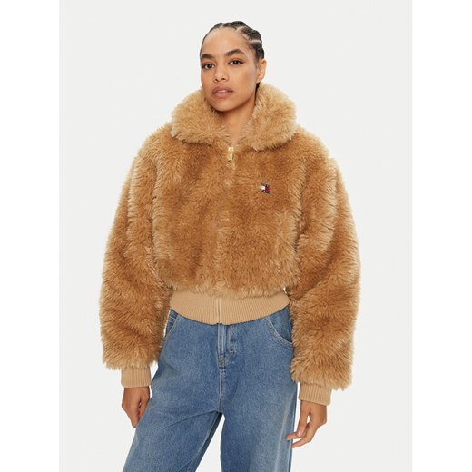 Tommy Jeans Futro DW0DW18847 Beżowy Regular Fit ze sklepu MODIVO w kategorii Futra damskie - zdjęcie 182700276