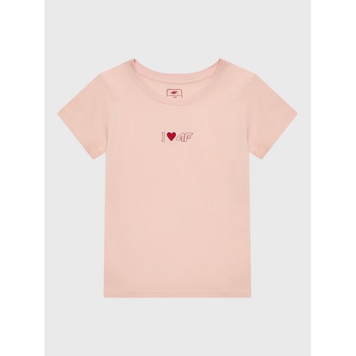 4F T-Shirt HJZ22-JTSD005 Różowy Regular Fit ze sklepu MODIVO w kategorii Bluzki dziewczęce - zdjęcie 182700396