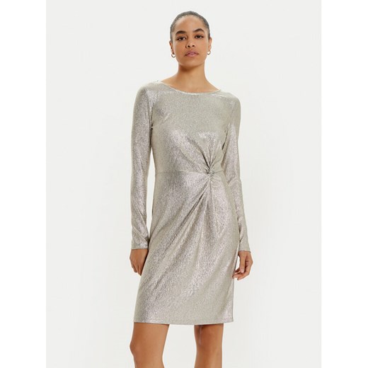 OUI Sukienka koktajlowa 88935 Złoty Slim Fit ze sklepu MODIVO w kategorii Sukienki - zdjęcie 182700498