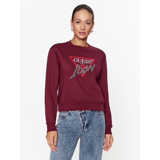 Guess Bluza W3BQ14 KB681 Bordowy Regular Fit ze sklepu MODIVO w kategorii Bluzy damskie - zdjęcie 182700869