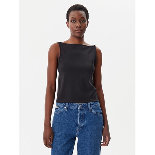 Calvin Klein Jeans Top Logo J20J225314 Czarny Regular Fit ze sklepu MODIVO w kategorii Bluzki damskie - zdjęcie 182700959
