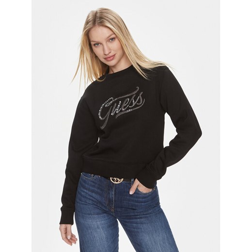 Guess Bluza Cn Stones Logo W4RQ14 KB681 Czarny Relaxed Fit ze sklepu MODIVO w kategorii Bluzy damskie - zdjęcie 182701029