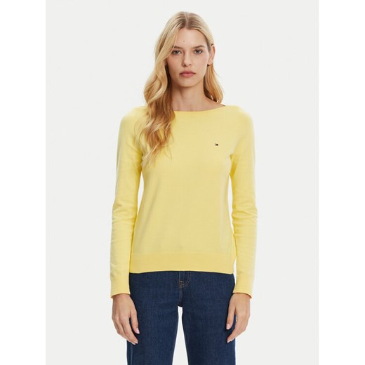 Tommy Hilfiger Sweter WW0WW40099 Żółty Regular Fit ze sklepu MODIVO w kategorii Swetry damskie - zdjęcie 182701178