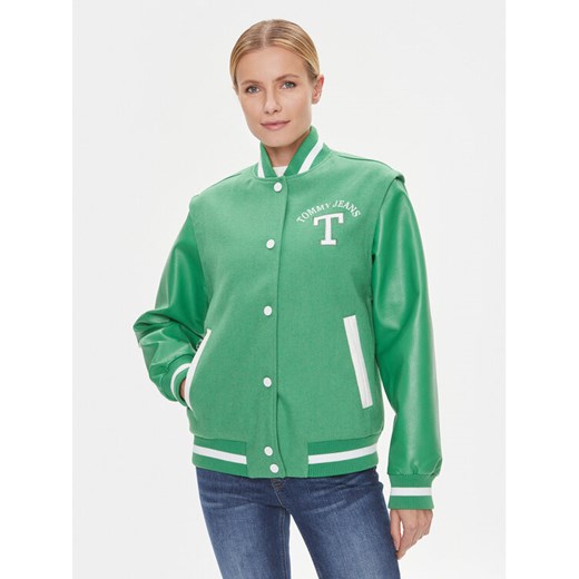 Tommy Jeans Kurtka bomber Letterman DW0DW15958 Zielony Regular Fit ze sklepu MODIVO w kategorii Kurtki damskie - zdjęcie 182701205