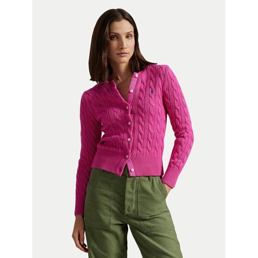 Polo Ralph Lauren Kardigan 211891643019 Różowy Slim Fit ze sklepu MODIVO w kategorii Swetry damskie - zdjęcie 182701248
