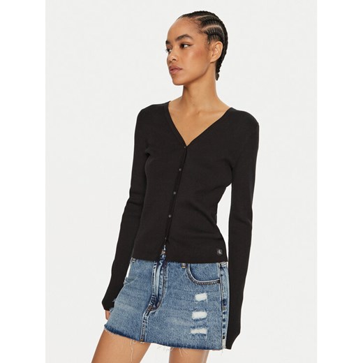 Calvin Klein Jeans Kardigan J20J224239 Czarny Regular Fit ze sklepu MODIVO w kategorii Swetry damskie - zdjęcie 182701289