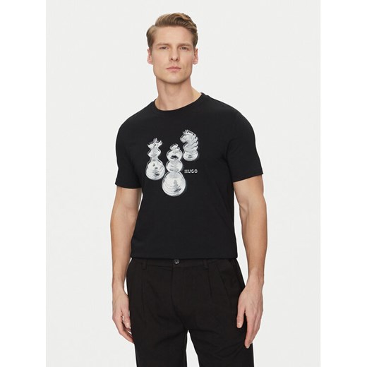 HUGO T-Shirt Dischach 50532918 Czarny Regular Fit ze sklepu MODIVO w kategorii T-shirty męskie - zdjęcie 182701319
